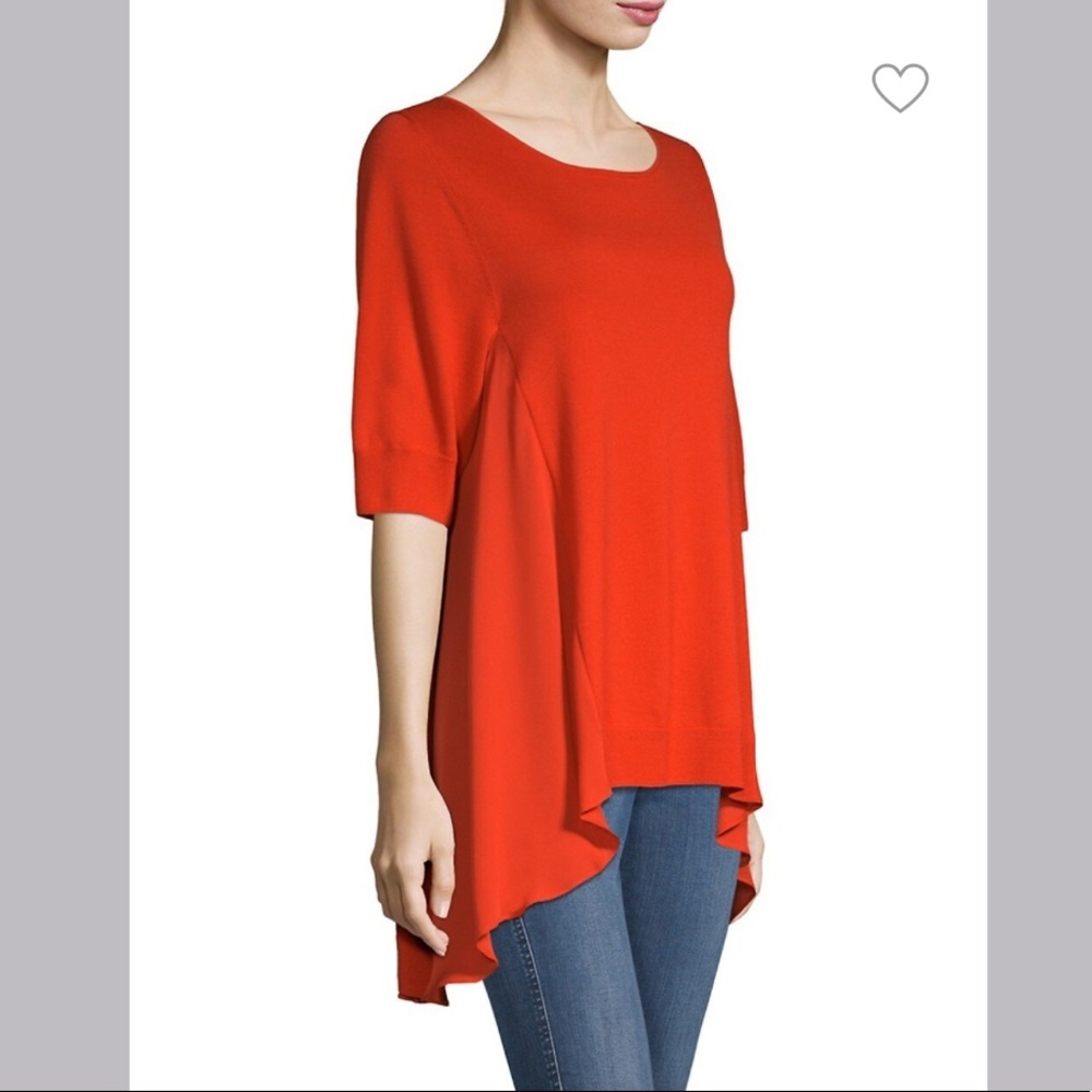 ST JOHN | Jersey Knit Bateau Neck HighLow Top - Picture 2 of 12